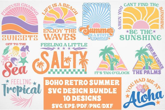 Boho Retro Summer SVG Bundle Review