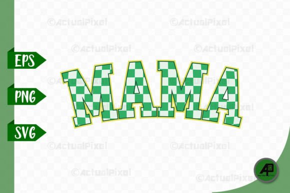 Mama Checkered Green Retro PNG SVG